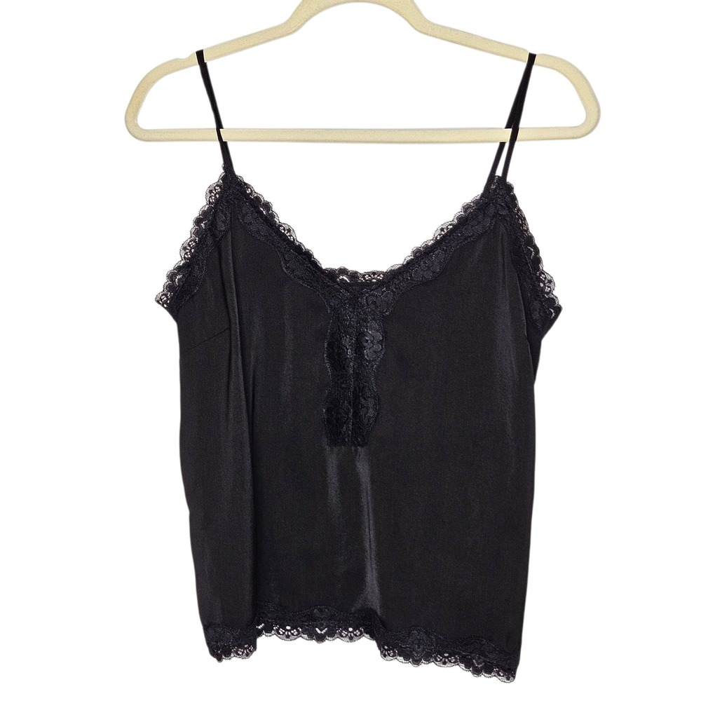 Forever‎ 21 Cami Top Lace Trim Lingerie Tank Top Black S